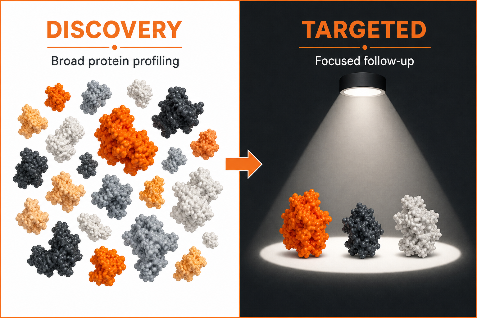 Discovery proteomics compared with targeted protein follow-up